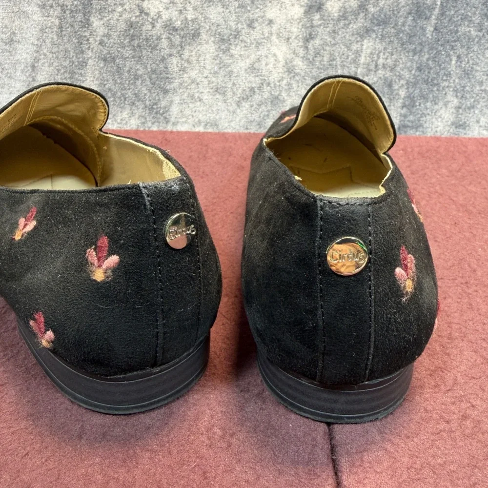 Circus By Sam Edelman Loafers Womens Black Flat 7.5 Embroidered Bee Slip On
